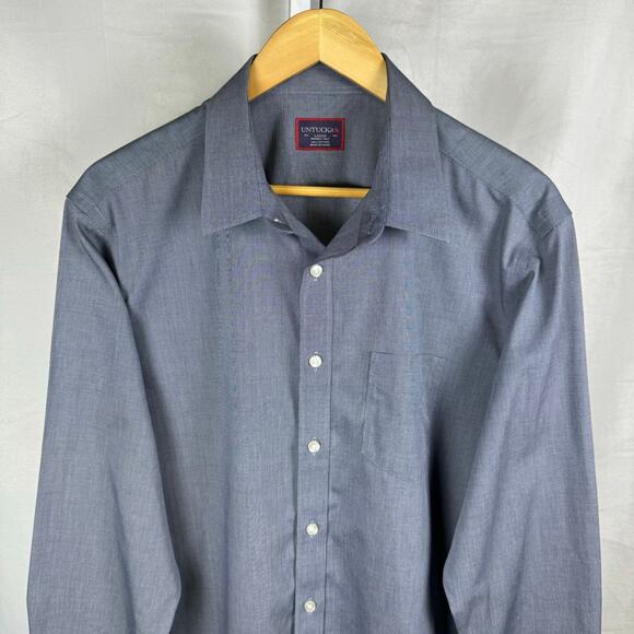 UNTUCKit Long Sleeve Button Up 100% Cotton Shirt Blue Men's Size Large - Picture 3 of 7